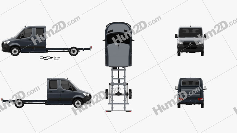 Mercedes-Benz Sprinter (W907) Crew Cab Chassis L3 2019 PNG Clipart
