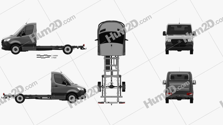 Mercedes-Benz Sprinter (W907) Single Cab Chassis L2 2019 Clipart Image
