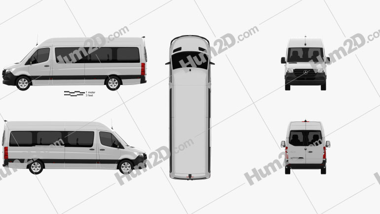 Mercedes-Benz Sprinter Passenger Van L3H2 2019 clipart