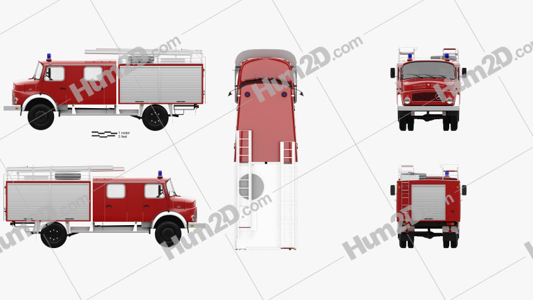 Mercedes-Benz LAF 1113 B Caminhão de bombeiros 1980 clipart