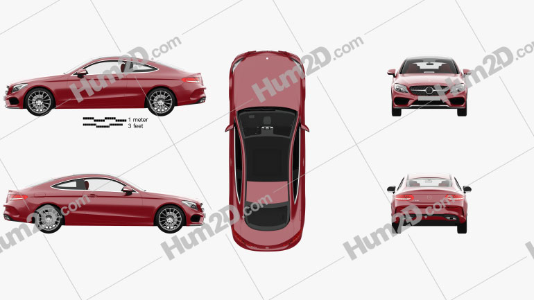 Mercedes-Benz C-class coupe AMG-Line with HQ interior 2015 car clipart