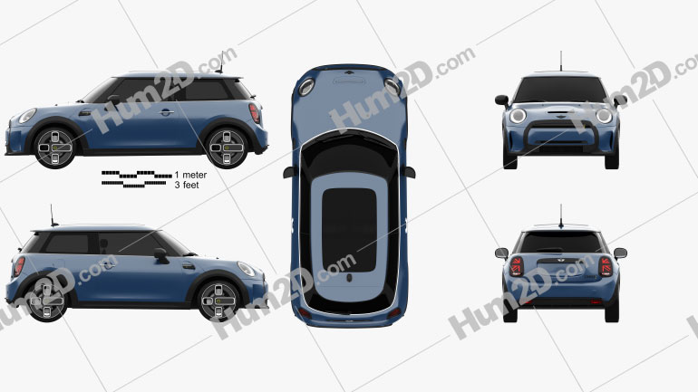Mini Cooper SE hardtop 2021 Clipart Image