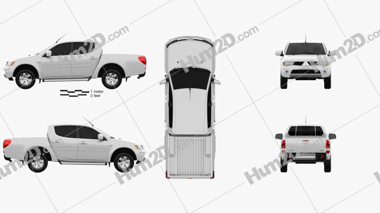 Mitsubishi L200 Triton Double Cab 2012 Clipart And Blueprint Download Vehicles Clip Art Images In Png Psd