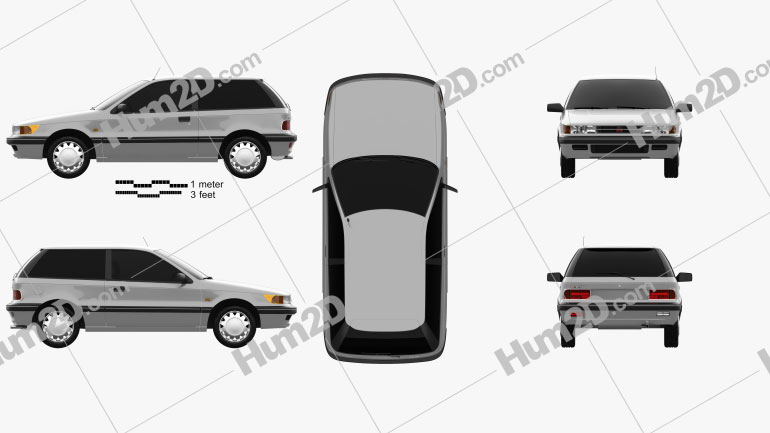 Mitsubishi Colt (Mirage) 1988 car clipart