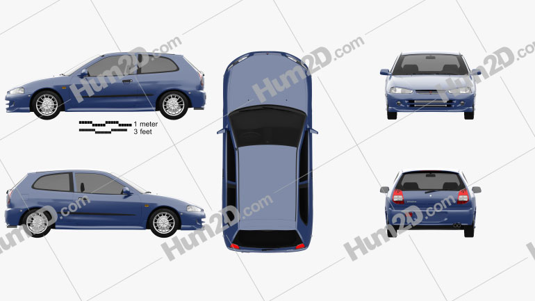 Mitsubishi Colt 3-door hatchback 1998 car clipart
