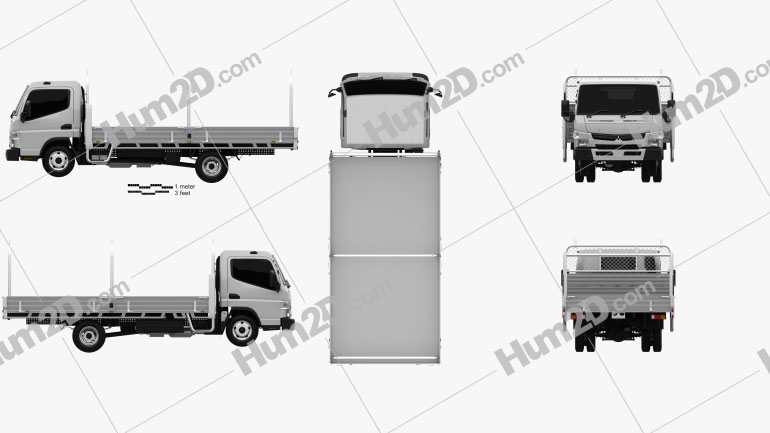 Mitsubishi Fuso Canter 515 Wide Single Cab Alloy Tray Truck 2016 Blueprint