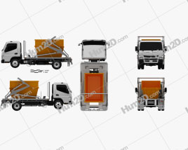 Mitsubishi Fuso Canter (918) Wide Cabina única Skip Bin Truck 2016 clipart