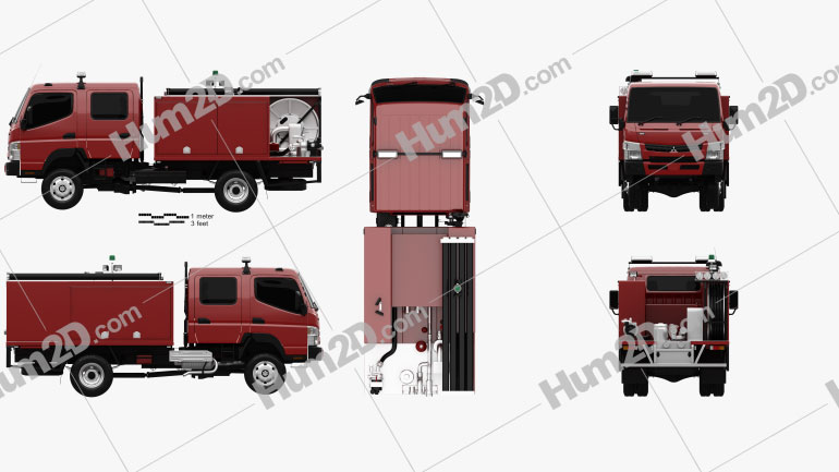 Mitsubishi Fuso Canter (FG) Wide Crew Cab Fire Truck 2016 Blueprint