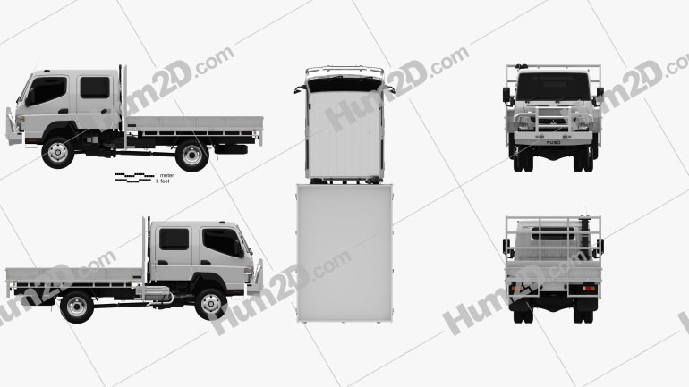 Mitsubishi Fuso Canter (FG) Wide Crew Cab Tray Truck 2016 clipart