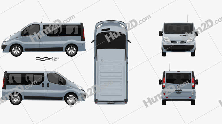 Nissan Primastar Passenger Van 2006 Clipart and Blueprint - Download ...