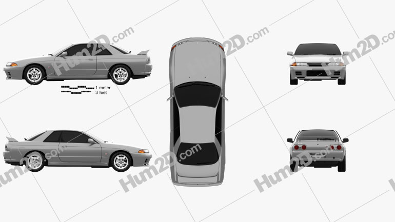 Nissan Skyline (R32) GT-R coupe 1989 car clipart