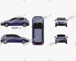Nissan Pulsar hatchback 2014 car clipart