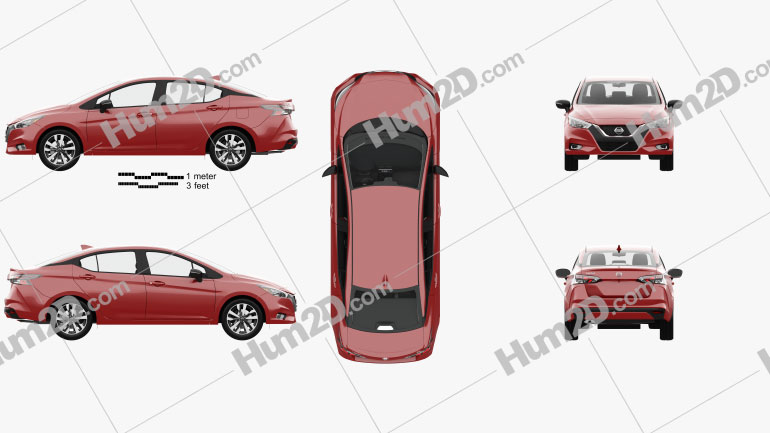 Nissan Versa SR sedan mit HD Innenraum 2020 car clipart