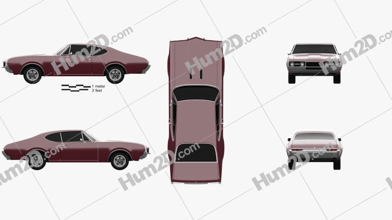 Oldsmobile Cutlass 442 (3817) Holiday coupe 1966 car clipart