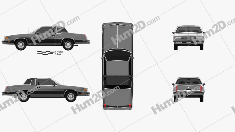 Oldsmobile Cutlass Supreme Brougham coupe 1987 car clipart