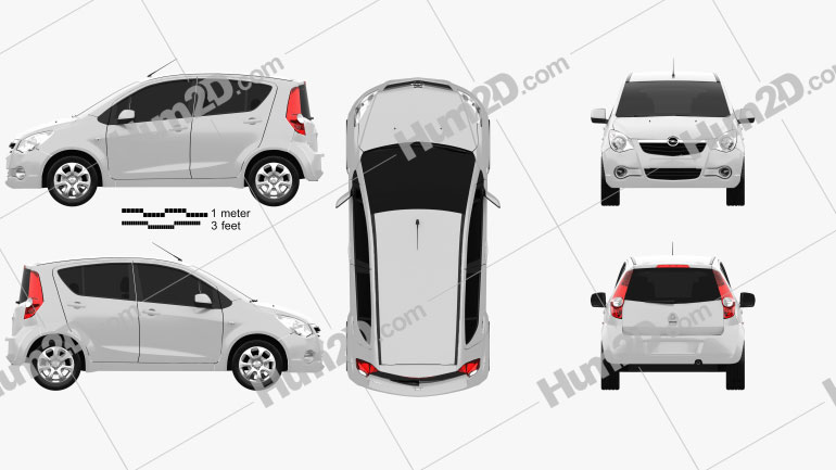 Opel Agila 2008 car clipart