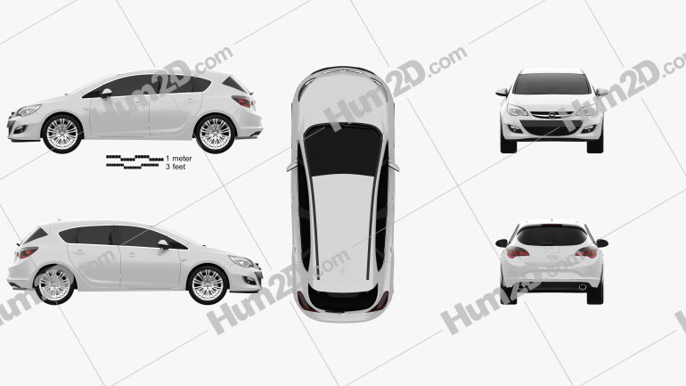 Opel Astra J hatchback de 5 portas 2012 car clipart