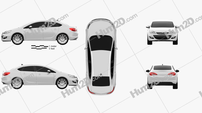 Opel Astra J sedan 2012 Blueprint