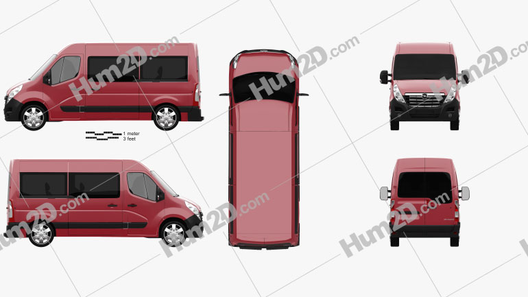 Opel Movano Passenger Van 2010 Blueprint