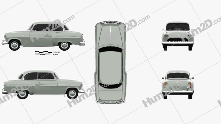 Opel Olympia Rekord 1956 car clipart
