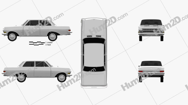 Opel Rekord (A) 2-door sedan 1963 car clipart