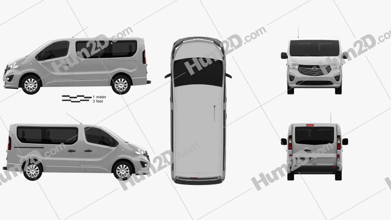 Opel Vivaro Passenger Van 2014 Blueprint