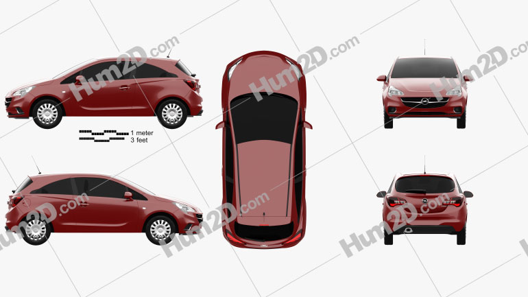 Opel Corsa (E) 3-door 2014 car clipart