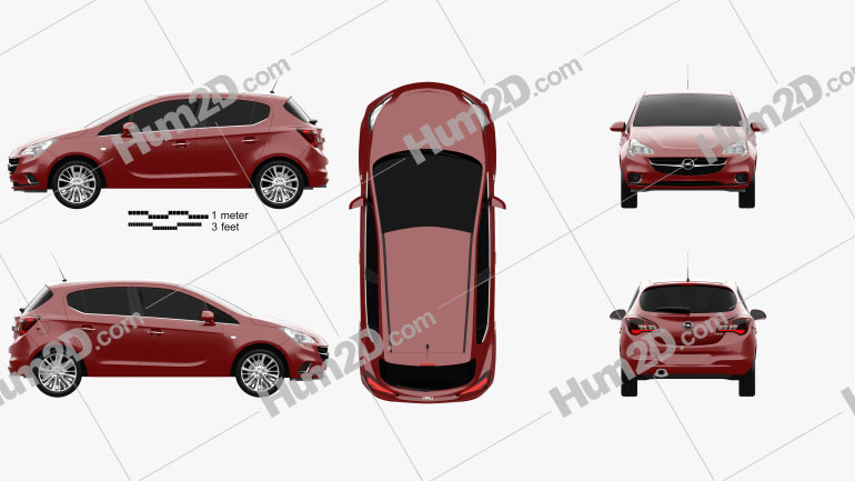 Opel Corsa (E) 5-door 2014 car clipart