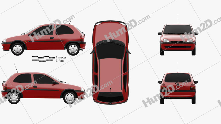 Opel Corsa (B) de 3 portas hatchback 1998 car clipart