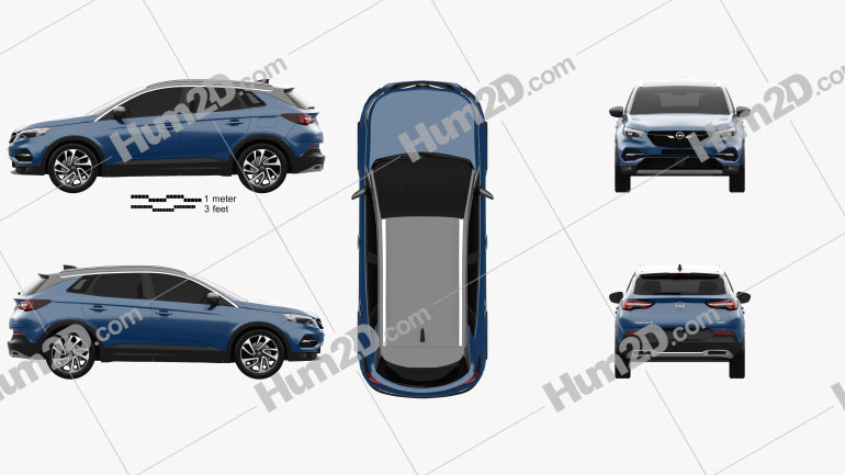 Opel Grandland X 2017 Clipart and Blueprint  Download Vehicles Clip