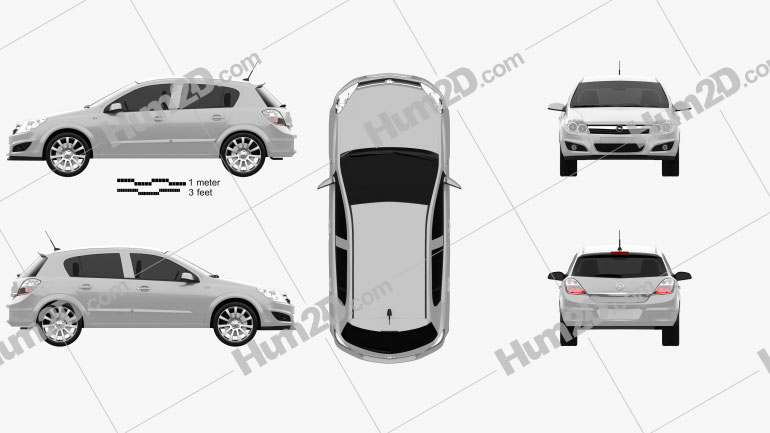 Opel Astra hatchback 2007 car clipart