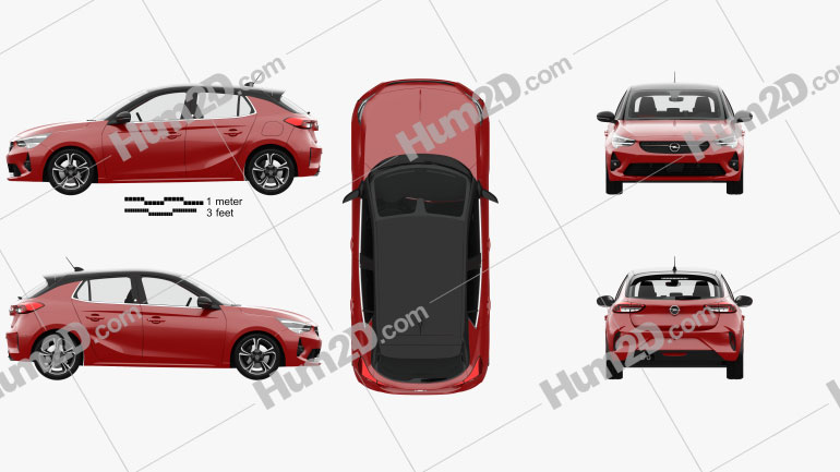 Opel Corsa with HQ interior 2020 car clipart