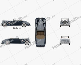 Packard Twelve Coupe Roadster with HQ interior 1936 car clipart