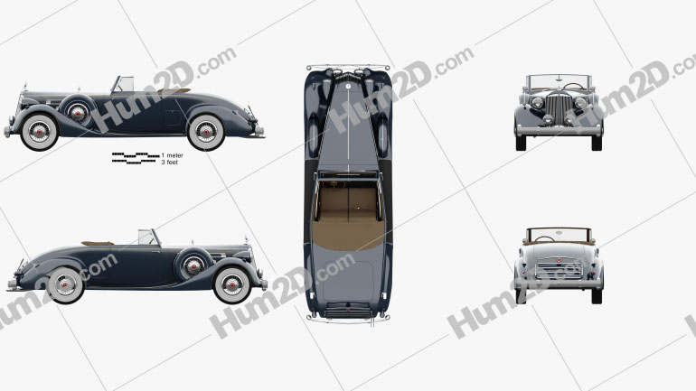 Packard Twelve Coupe Roadster with HQ interior 1936 car clipart