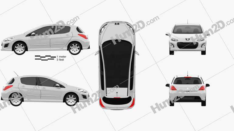 Peugeot 308 2012 Clipart Image