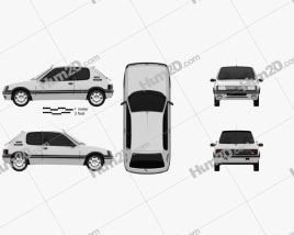 Peugeot 205 3-door GTI 1998 car clipart
