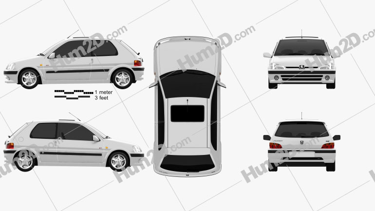 Peugeot 106 Gti 3 Door 1997 Clipart And Blueprint Download Vehicles Clip Art Images In Png Psd