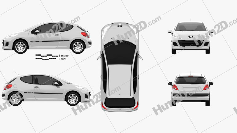 Peugeot 207 hatchback de 3 portas 2012 car clipart