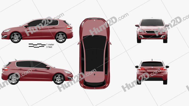 Peugeot 308 2014 car clipart