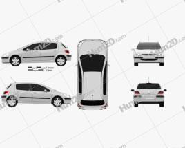 Peugeot 307 de 5 portas hatchback 2001 car clipart