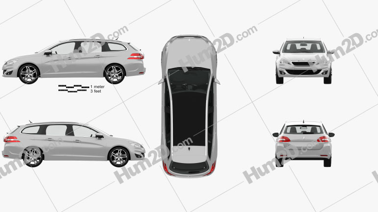 Peugeot 308 SW with HQ interior 2014 car clipart