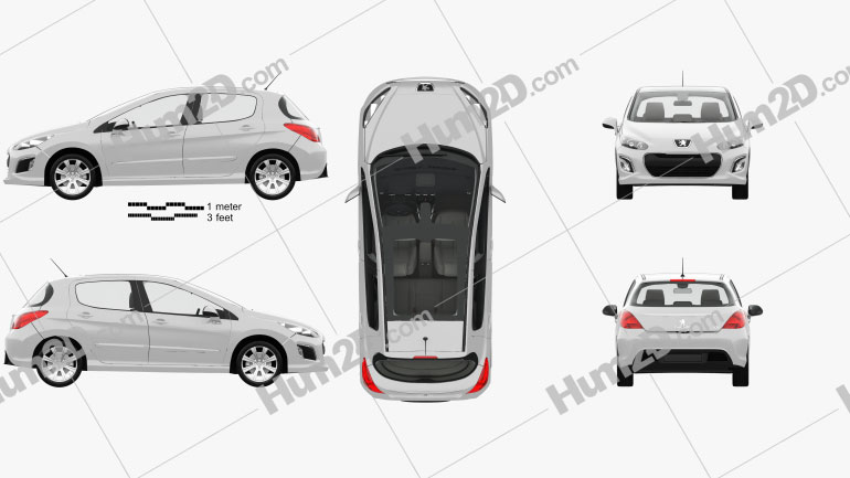 Peugeot 308 5-door with HQ interior 2011 car clipart