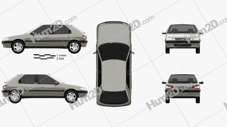 Peugeot 306 5-door hatchback 1993 car clipart