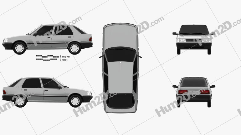 Peugeot 309 5-türig 1985 car clipart