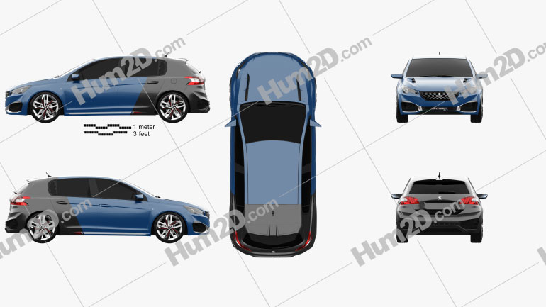 Peugeot 308 R Hybrid 2015 Blueprint