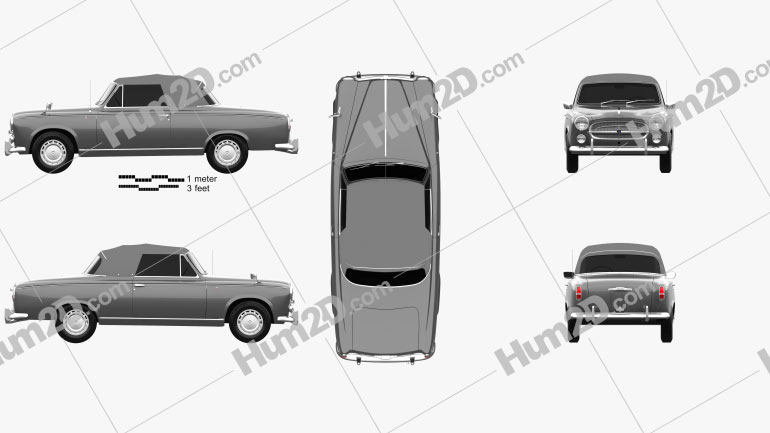 Peugeot 403 convertible 1959 car clipart