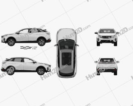 Peugeot 3008 hybrid4 with HQ interior 2020 car clipart