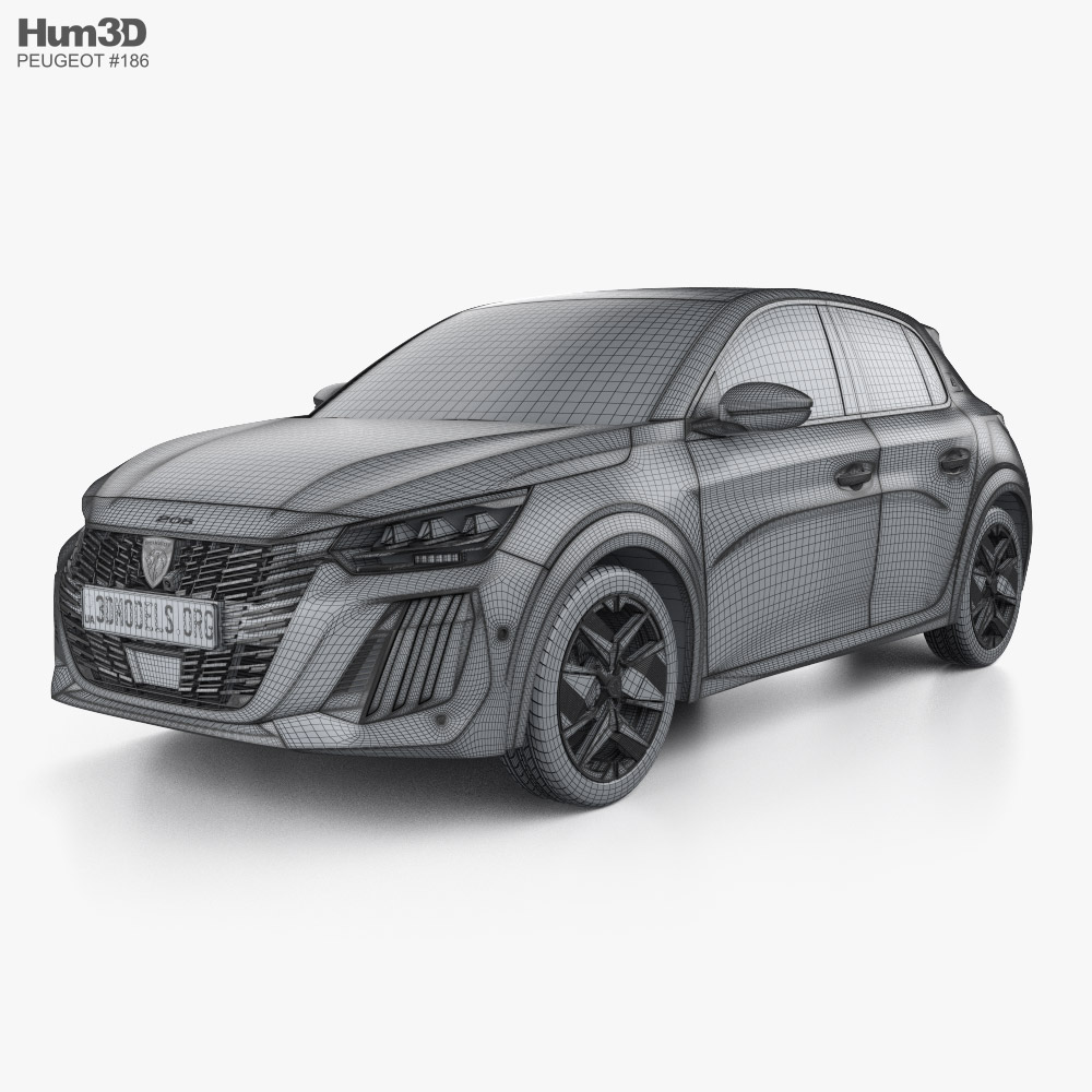 Peugeot e-208 GT-line 2023 car clipart