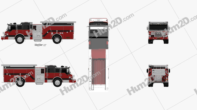 Pierce E402 Pumper Fire Truck 2014 Blueprint