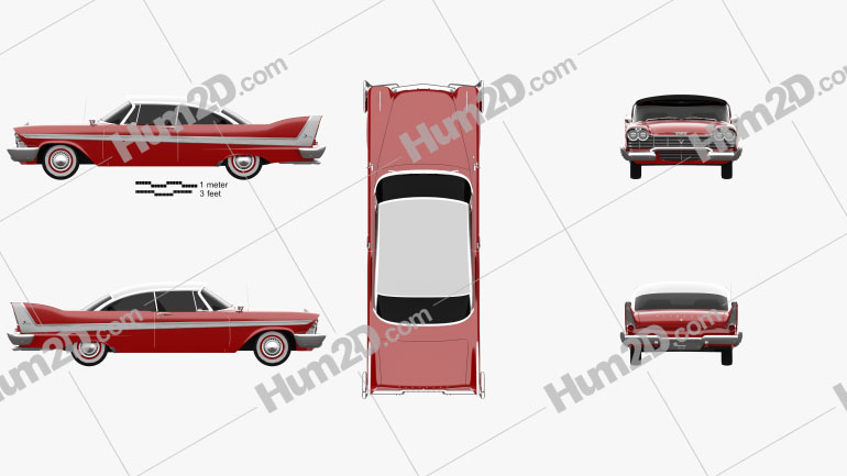 Plymouth Fury coupe Christine 1958 car clipart